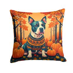 18 x 18 in. Unisex Pit Bull Terrier Fall Fabric Decorative Pillow
