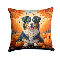 18 x 18 in. Unisex Australian Shepherd Terrier Fall Fabric Decorative Pillow