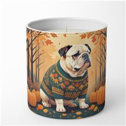 10 oz Unisex White English Bulldog Fall Decorative Soy Candle