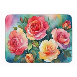 19 x 27 in. Unisex Oklahoma Rose in Watercolor Memory Foam Kitchen Mat