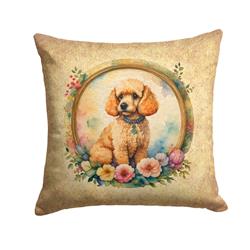 18 x 18 in. Unisex Poodle & Flowers Fabric Decorative Pillow