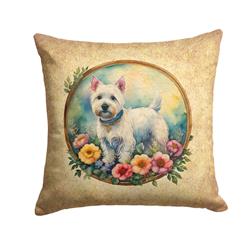 18 x 18 in. Unisex Westie & Flowers Fabric Decorative Pillow