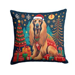 14 x 14 in. Unisex Afghan Hound Christmas Fabric Decorative Pillow