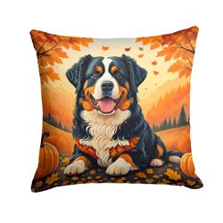 14 x 14 in. Unisex Bernese Mountain Dog Fall Fabric Decorative Pillow