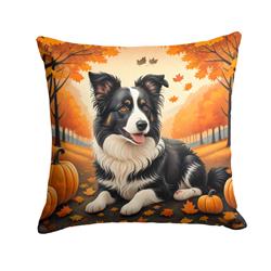 14 x 14 in. Unisex Border Collie Fall Fabric Decorative Pillow