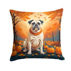 14 x 14 in. Unisex White Boxer Fall Fabric Decorative Pillow