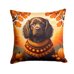 14 x 14 in. Unisex Boykin Spaniel Fall Fabric Decorative Pillow