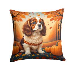 14 x 14 in. Unisex Cavalier Spaniel Fall Fabric Decorative Pillow