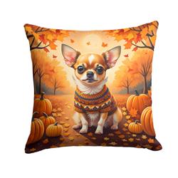 14 x 14 in. Unisex Chihuahua Fall Fabric Decorative Pillow