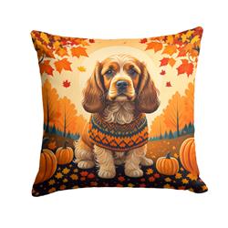 14 x 14 in. Unisex Cocker Spaniel Fall Fabric Decorative Pillow