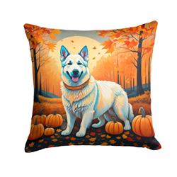 14 x 14 in. Unisex White German Shepherd Fall Fabric Decorative Pillow