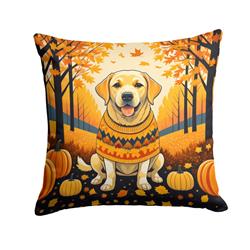 14 x 14 in. Unisex Yellow Labrador Retriever Fall Fabric Decorative Pillow