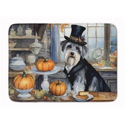 19 x 27 in. Unisex Schnauzer Fall Kitchen Pumpkins Memory Foam Kitchen Mat