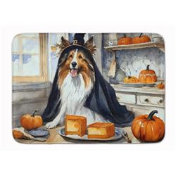 19 x 27 in. Unisex Sheltie Fall Kitchen Pumpkins Memory Foam Kitchen Mat