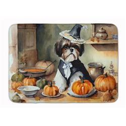 19 x 27 in. Unisex Shih Tzu Fall Kitchen Pumpkins Memory Foam Kitchen Mat