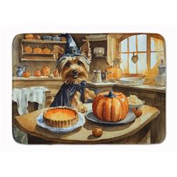 19 x 27 in. Unisex Silky Terrier Fall Kitchen Pumpkins Memory Foam Kitchen Mat
