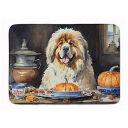 19 x 27 in. Unisex Tibetan Mastiff Fall Kitchen Pumpkins Memory Foam Kitchen Mat