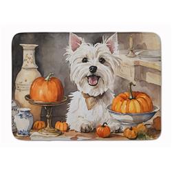 19 x 27 in. Unisex Westie Fall Kitchen Pumpkins Memory Foam Kitchen Mat