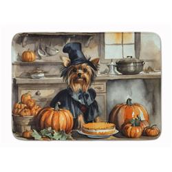 19 x 27 in. Unisex Yorkie Fall Kitchen Pumpkins Memory Foam Kitchen Mat