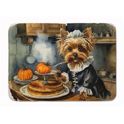 19 x 27 in. Unisex Yorkie Fall Kitchen Pumpkins Memory Foam Kitchen Mat
