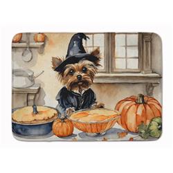 19 x 27 in. Unisex Yorkie Fall Kitchen Pumpkins Memory Foam Kitchen Mat