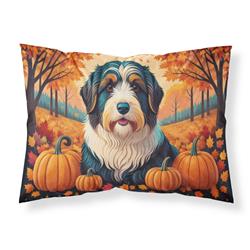 20.5 x 30 in. Unisex Bearded Collie Fall Fabric Standard Pillowcase
