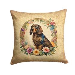 18 x 18 in. Unisex Field Spaniel & Flowers Fabric Decorative Pillow