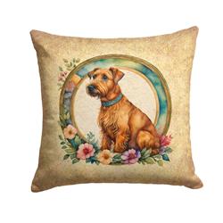 18 x 18 in. Unisex Irish Terrier & Flowers Fabric Decorative Pillow