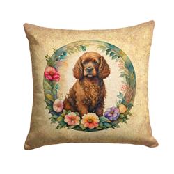 18 x 18 in. Unisex Irish Water Spaniel & Flowers Fabric Decorative Pillow