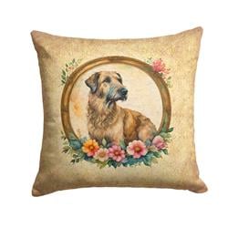 18 x 18 in. Unisex Irish Wolfhound & Flowers Fabric Decorative Pillow