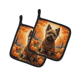 DAC1031PTHD 7.5 x 7.5 in. Unisex Cairn Terrier Fall Pair of Pot Holders