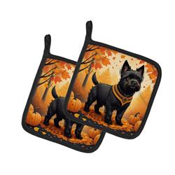 DAC1032PTHD 7.5 x 7.5 in. Unisex Black Cairn Terrier Fall Pair of Pot Holders
