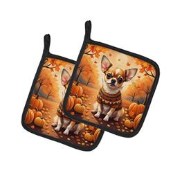 DAC1034PTHD 7.5 x 7.5 in. Unisex Chihuahua Fall Pair of Pot Holders