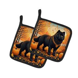 DAC1036PTHD 7.5 x 7.5 in. Unisex Black Chow Chow Fall Pair of Pot Holders