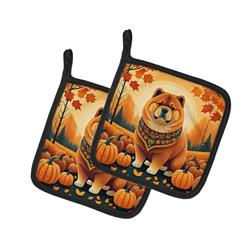 DAC1037PTHD 7.5 x 7.5 in. Unisex Chow Chow Fall Pair of Pot Holders