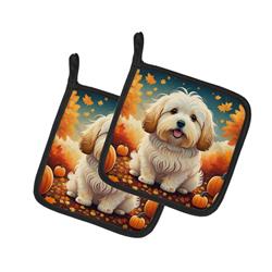 DAC1041PTHD 7.5 x 7.5 in. Unisex Coton De Tulear Fall Pair of Pot Holders