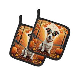 DAC1051PTHD 7.5 x 7.5 in. Unisex Jack Russell Terrier Fall Pair of Pot Holders