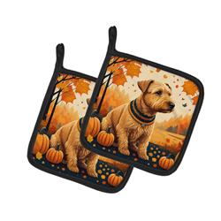 DAC1057PTHD 7.5 x 7.5 in. Unisex Lakeland Terrier Fall Pair of Pot Holders