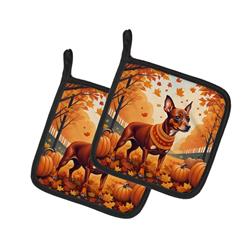 DAC1058PTHD 7.5 x 7.5 in. Unisex Red Miniature Pinscher Fall Pair of Pot Holders