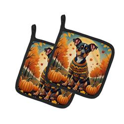 DAC1059PTHD 7.5 x 7.5 in. Unisex Miniature Pinscher Fall Pair of Pot Holders