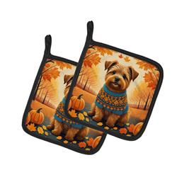 DAC1060PTHD 7.5 x 7.5 in. Unisex Norfolk Terrier Fall Pair of Pot Holders