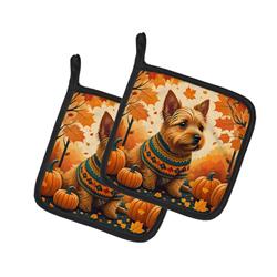 DAC1061PTHD 7.5 x 7.5 in. Unisex Norwich Terrier Fall Pair of Pot Holders