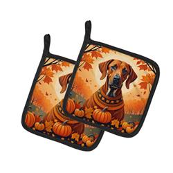 7.5 x 7.5 in. Unisex Rhodesian Ridgeback Fall Pair of Pot Holders