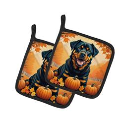 DAC1067PTHD 7.5 x 7.5 in. Unisex Rottweiler Fall Pair of Pot Holders