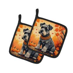 DAC1068PTHD 7.5 x 7.5 in. Unisex Schnauzer Fall Pair of Pot Holders