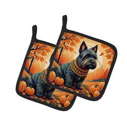 7.5 x 7.5 in. Unisex Scottish Terrier Fall Pair of Pot Holders