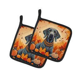 DAC1078PTHD 7.5 x 7.5 in. Unisex Weimaraner Fall Pair of Pot Holders