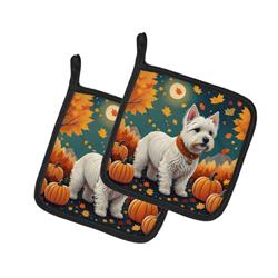 DAC1080PTHD 7.5 x 7.5 in. Unisex Westie Fall Pair of Pot Holders