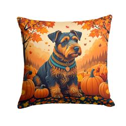 14 x 14 in. Unisex Airedale Terrier Fall Fabric Decorative Pillow