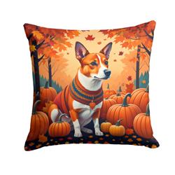 14 x 14 in. Unisex Red Basenji Fall Fabric Decorative Pillow
